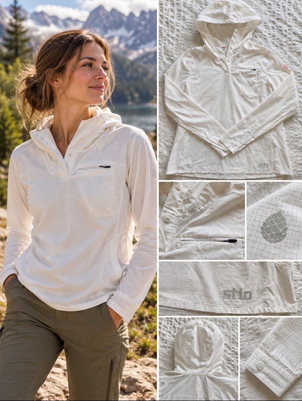 Stio Vescent UPF 40+ Sun Hoodie White Women’s XL